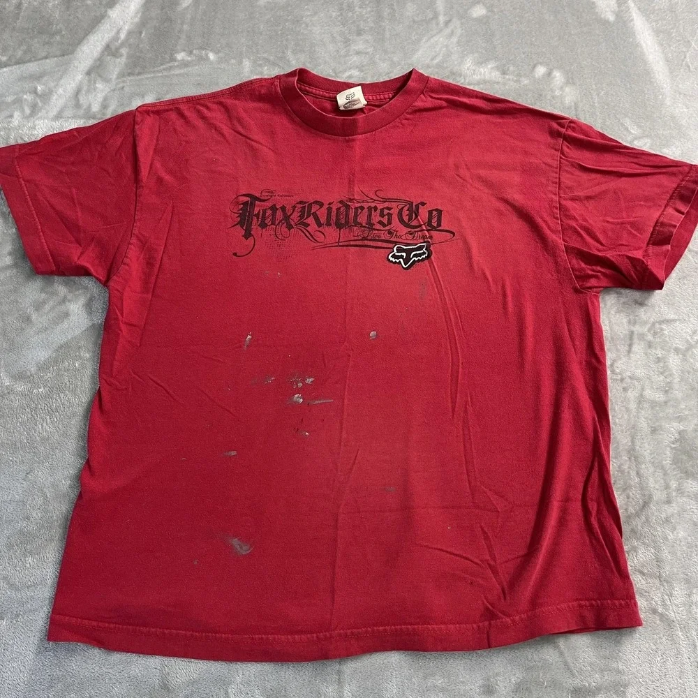 Fox Racing Shirt Mens L Red Graphic Motocross Tee Biker Thrash Painter Fox Head